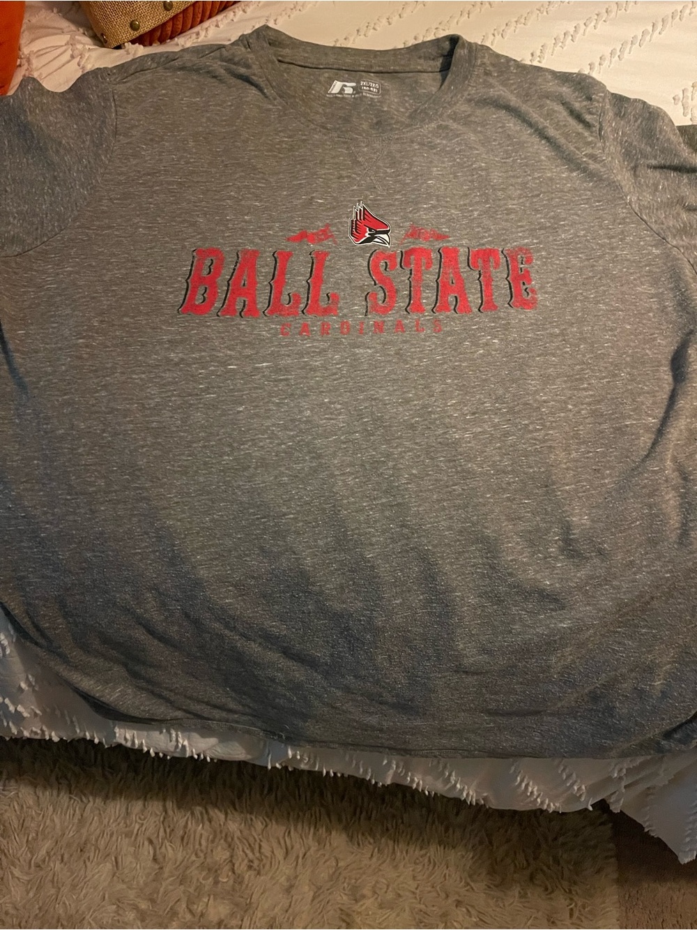Russell Athletic Ball State Cardinals Gray and Red T-Shirt